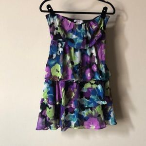 Watercolor Floral Tiered Mini Dress